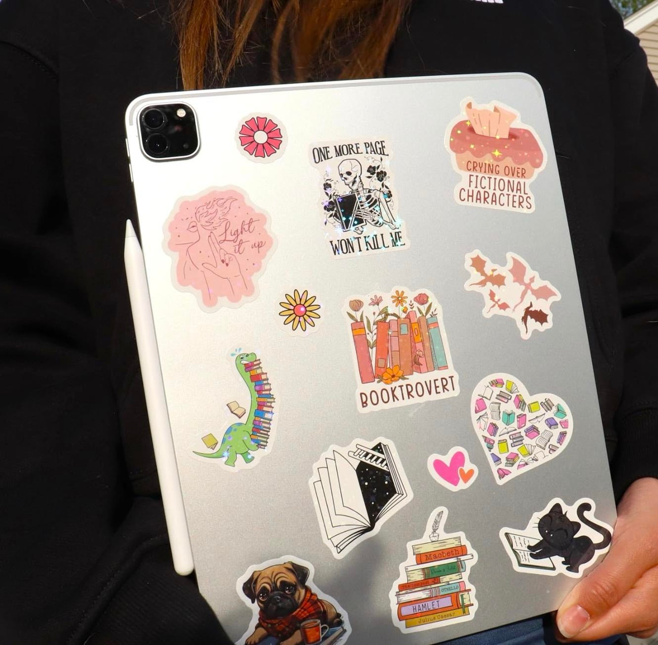 100 PCS Book Stickers for Kindle, Bookish Sticker Pack, Readers Cute Booktok Vinyl Decals Holographic Waterproof